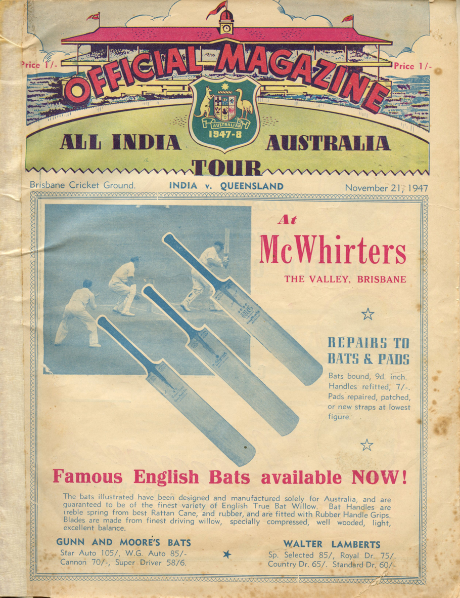 1947-48 India v Queensland, Brisbane, official souvenir brochure
