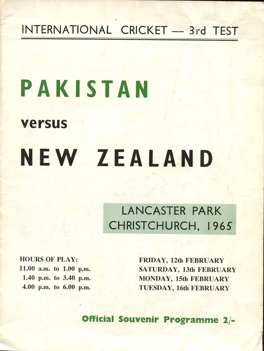 1964-65 Pakistan v New Zealand, 3rd Test program, Lancaster Park