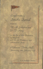 1948 Smoke Social program DOUG RING and BILL JOHNSTON signed x 3