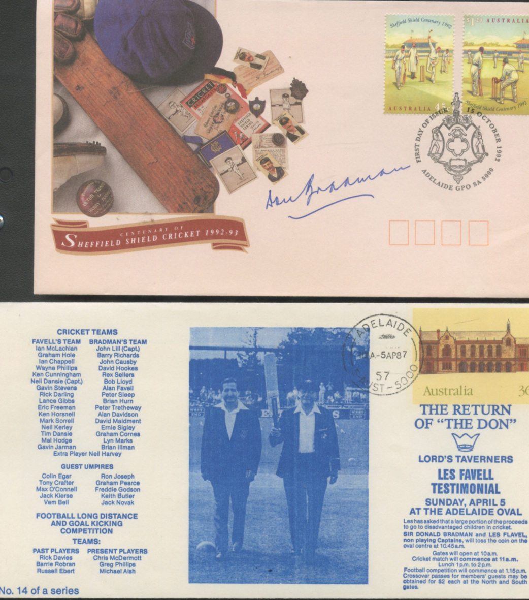 Don Bradman signed First Day Cover 'set', 15 October 1992